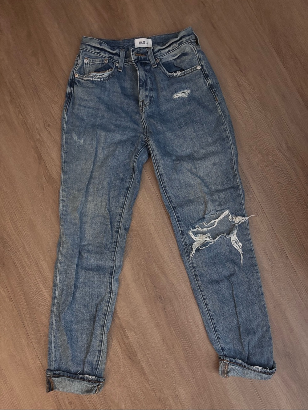 pistola Distressed Ankle Crop Jeans - Blue